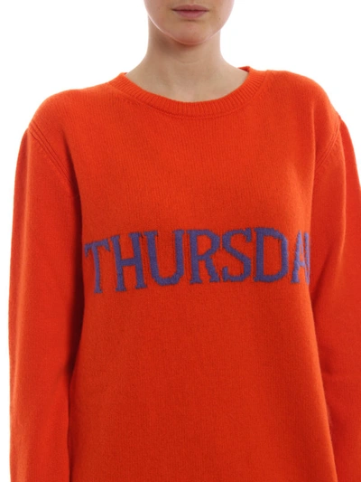 Shop Alberta Ferretti Thursday Orange Long Crewneck