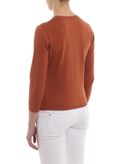 Shop Aspesi Cropped Sleeve Cotton Cardigan In Dark Orange