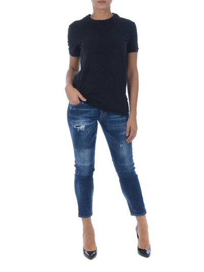 Shop Dsquared2 Jennifer Distressed Denim Crop Jeans In Medium Wash