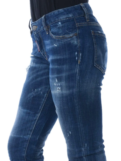 Shop Dsquared2 Jennifer Distressed Denim Crop Jeans In Medium Wash