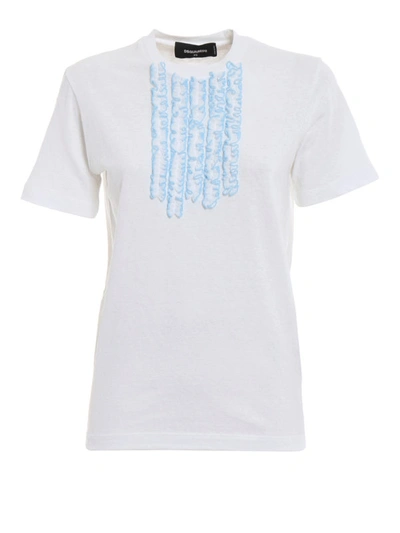 Shop Dsquared2 Ruched White T-shirt