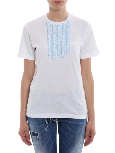 Shop Dsquared2 Ruched White T-shirt