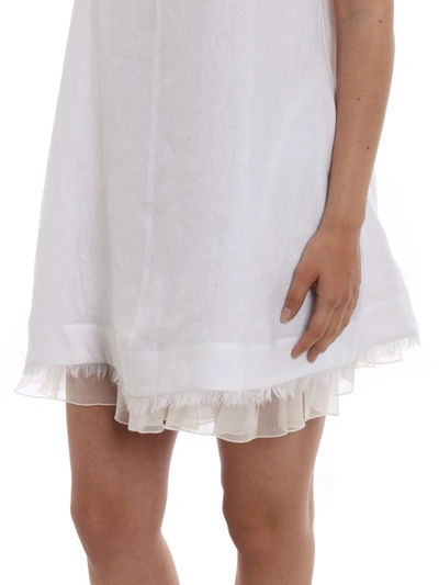 Shop Fabiana Filippi Linen Sleeveless Dress In White