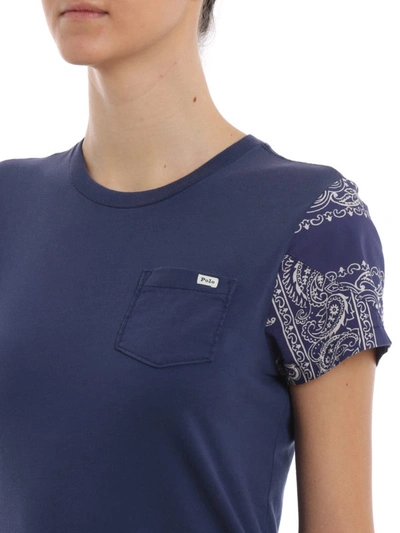 Shop Polo Ralph Lauren Paisley Print Detail T-shirt In Blue