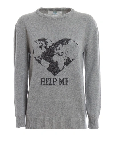 Shop Alberta Ferretti Help Me Grey Cashmere Over Sweater