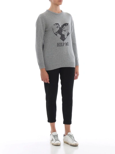 Shop Alberta Ferretti Help Me Grey Cashmere Over Sweater