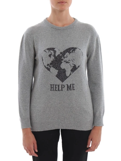 Shop Alberta Ferretti Help Me Grey Cashmere Over Sweater