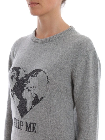 Shop Alberta Ferretti Help Me Grey Cashmere Over Sweater