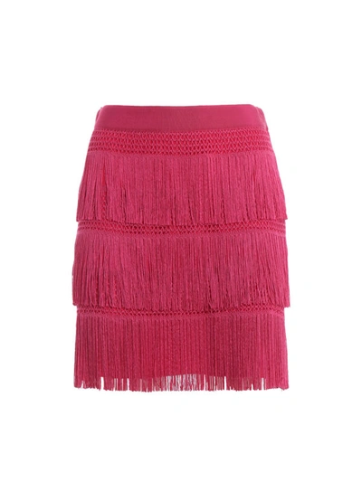 Shop Alberta Ferretti Charleston Style Fringed Mini Skirt In Fuchsia