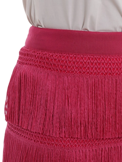Shop Alberta Ferretti Charleston Style Fringed Mini Skirt In Fuchsia