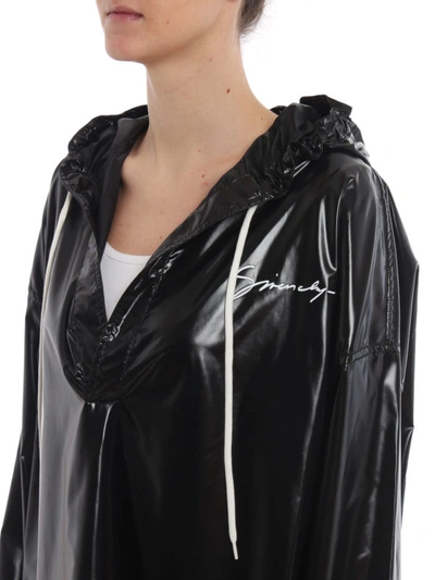 Shop Givenchy Black Nylon Hooded Over Blouse