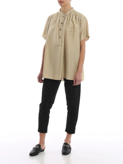 Shop Alberta Ferretti Silk Blouse In Beige