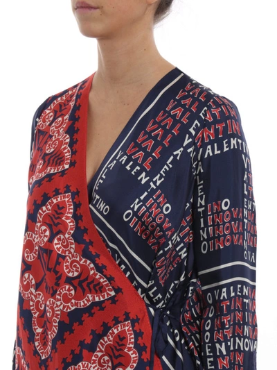 Shop Valentino Archives Print Silk Wrap Shirt In Multicolour