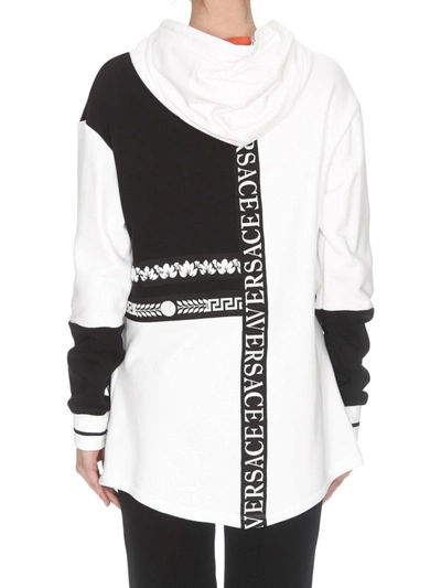 Shop Versace Black And White Printed Hoodie