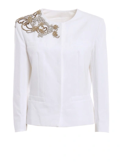 Shop Dondup Anastasya Formal Jewel Jacket In White