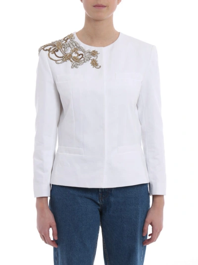 Shop Dondup Anastasya Formal Jewel Jacket In White