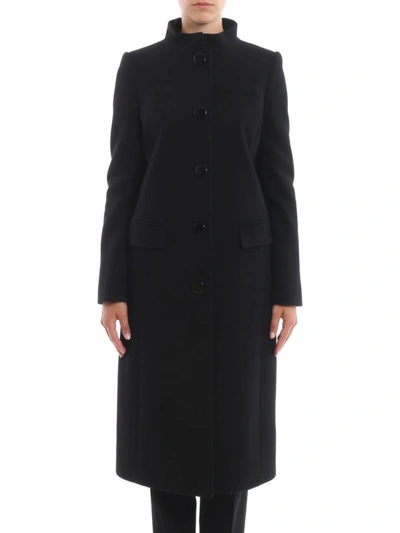 Shop Givenchy Black Wool Crepe Coat