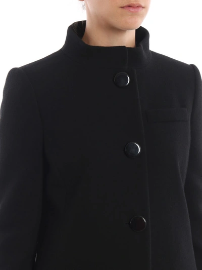 Shop Givenchy Black Wool Crepe Coat