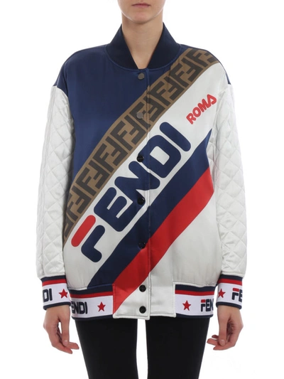 Shop Fendi Mania Reversible Bomber Silk Jacket In Multicolour