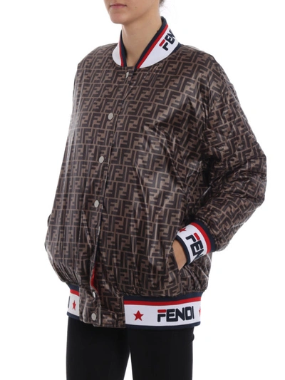 Shop Fendi Mania Reversible Bomber Silk Jacket In Multicolour