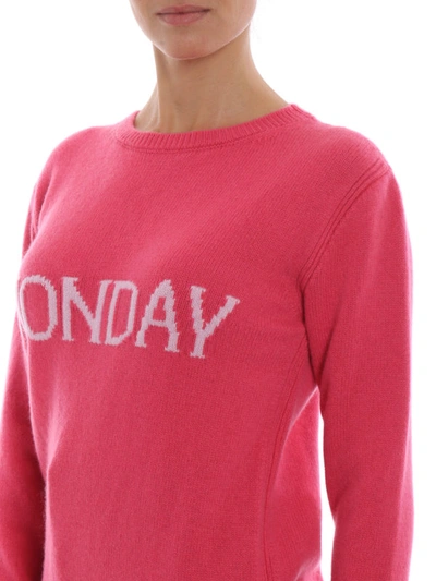 Shop Alberta Ferretti Monday Cashmere And Wool Long Sweater In Fuchsia