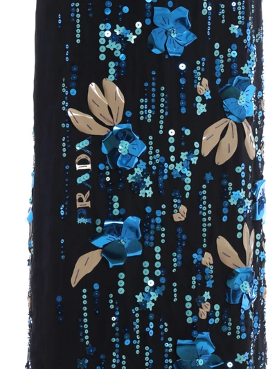 Shop Prada Embellished Blue Chiffon Long Slip Dress
