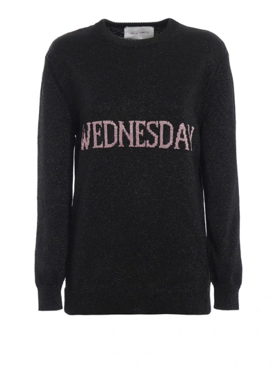 Shop Alberta Ferretti Wednesday Lame Long Sweater In Black