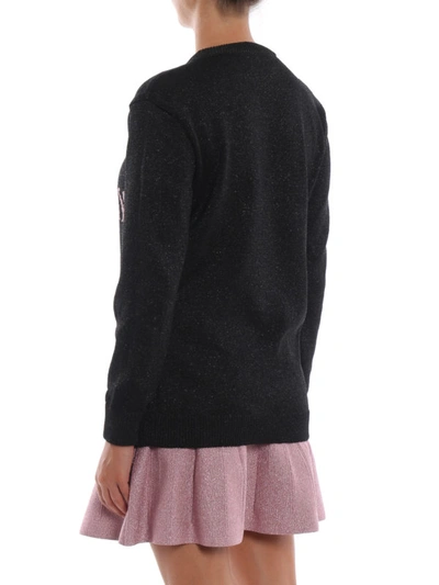 Shop Alberta Ferretti Wednesday Lame Long Sweater In Black