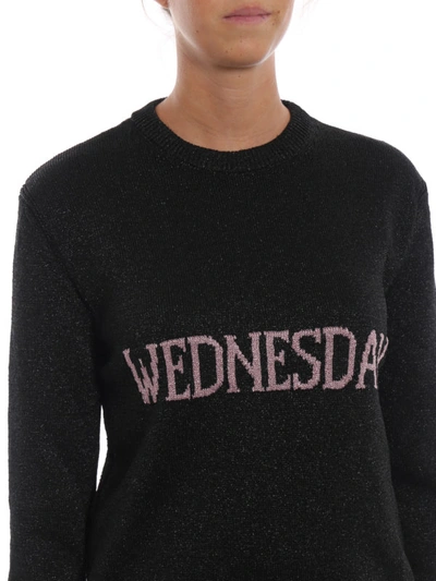 Shop Alberta Ferretti Wednesday Lame Long Sweater In Black