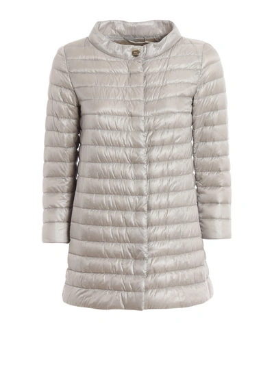 Shop Herno Ultralight Nylon Long Puffer Jacket In Light Grey