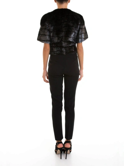 Shop Roberto Cavalli Short Sleeve Mink Fur Bolero Jacket In Black