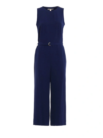 Shop Michael Kors Crepe Sleeveless Jumpsuit In Blue