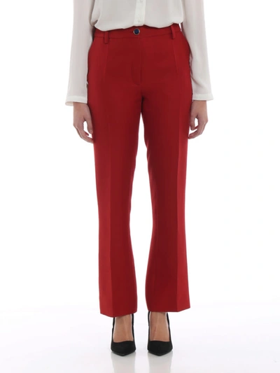 Shop Valentino Wool And Silk High Rise Trousers In Red
