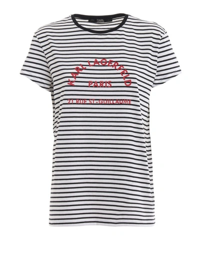 Shop Karl Lagerfeld Striped Cotton T-shirt In Multicolour
