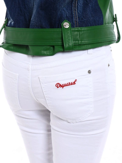 Shop Dsquared2 Twiggy White Denim Cropped Jeans