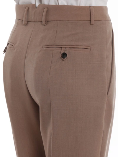 Shop Prada Mohair And Wool Blend Pants With Turn-ups In Nude And Neutrals