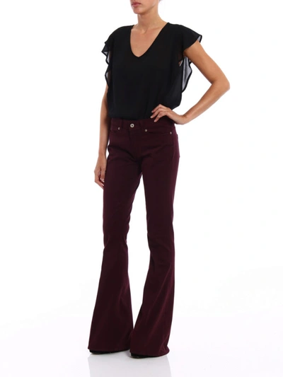 Shop Dondup Akon Bootcut Low Rise Trousers In Dark Red