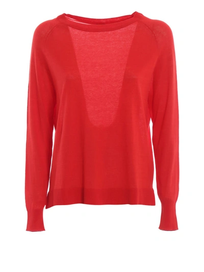 Shop Aspesi Raglan Sleeve Red Cotton Sweater