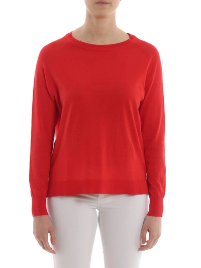 Shop Aspesi Raglan Sleeve Red Cotton Sweater