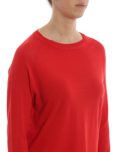 Shop Aspesi Raglan Sleeve Red Cotton Sweater