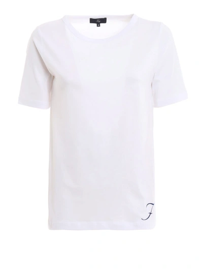 Shop Fay White Pure Cotton Crew Neck T-shirt