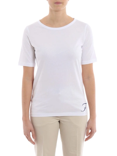 Shop Fay White Pure Cotton Crew Neck T-shirt