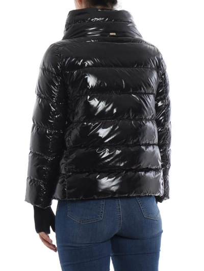 Shop Herno Patent Black Puffer Jacket