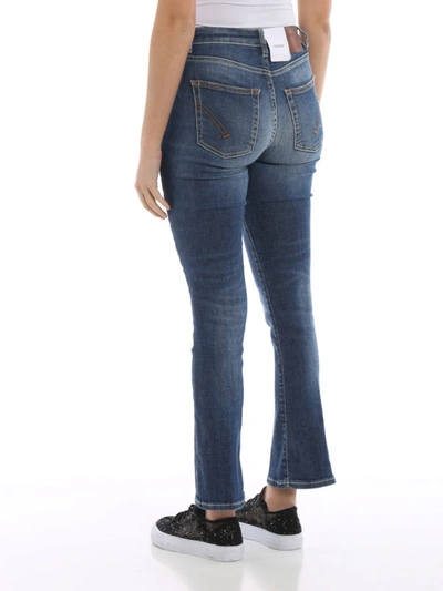 Shop Dondup Ollie Skinny Bootcut Fit High Waist Jeans In Medium Wash