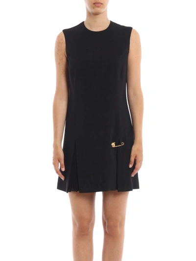 Shop Versace Sleeveless Pin Embellished Little Black Dress