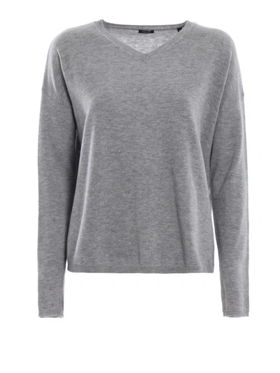 Shop Aspesi Grey Combed Wool Boxy Sweater