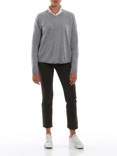 Shop Aspesi Grey Combed Wool Boxy Sweater