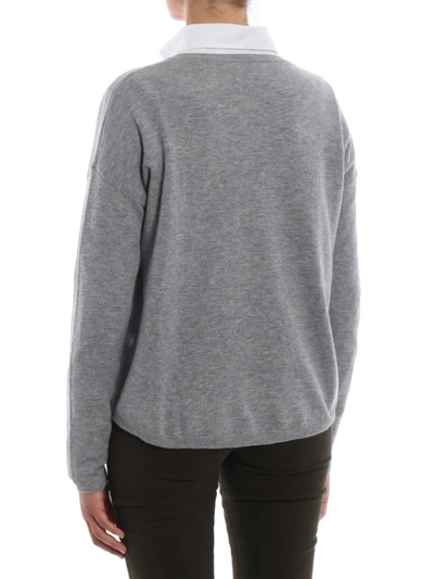 Shop Aspesi Grey Combed Wool Boxy Sweater