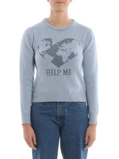 Shop Alberta Ferretti Help Me Light Blue Cashmere Sweater