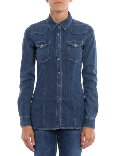 Shop Dondup Jayl Denim Shirt In Dark Wash